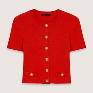 Maje Women's Red and Orange Cardigan